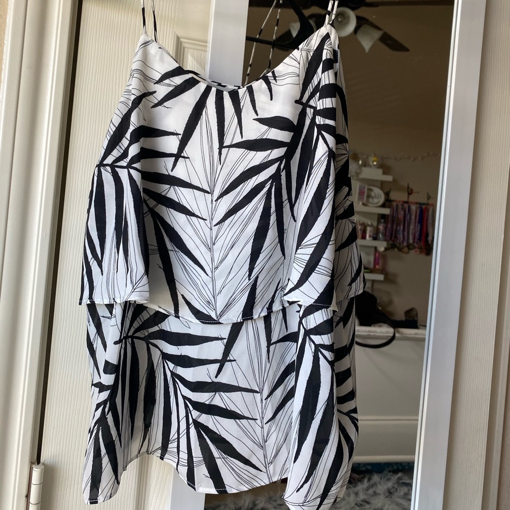 Black and white silk tank top